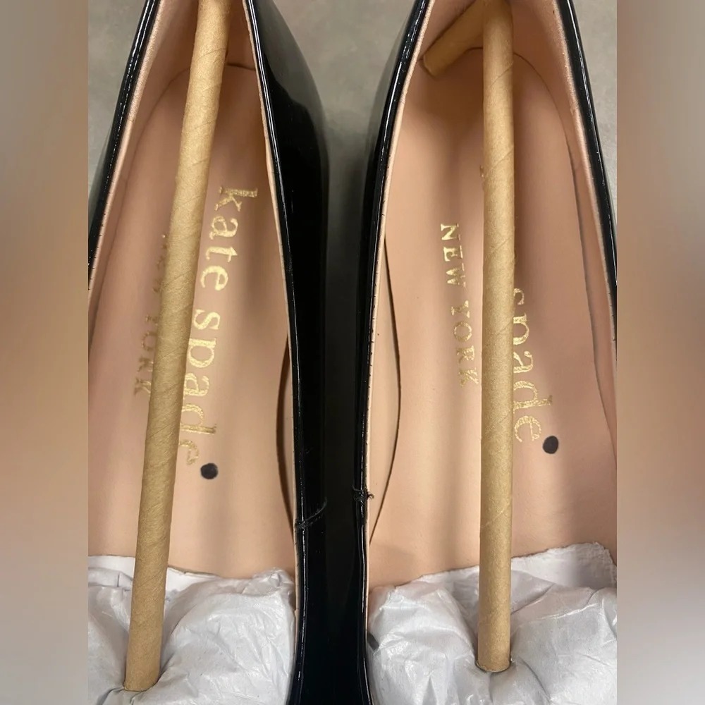 NIB Kate Spade Kiersten Black Patent Leather Bow Ballet Flats Size 6